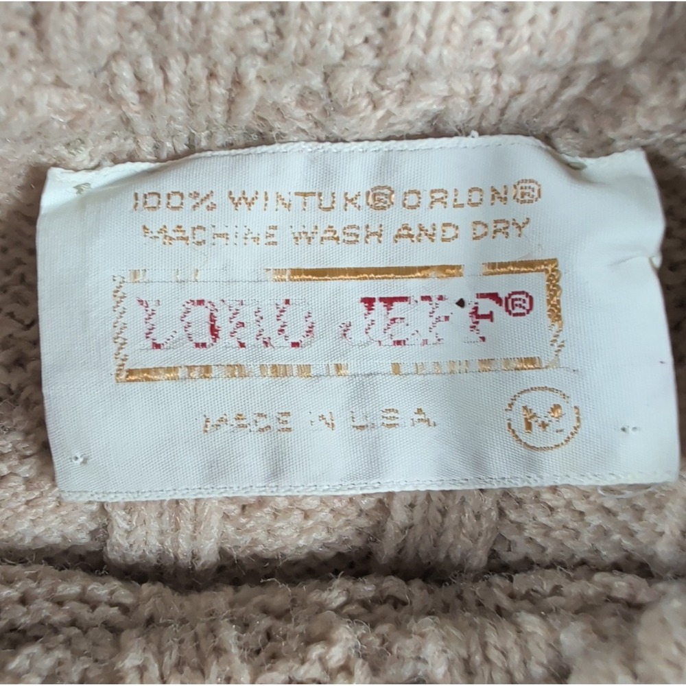 Vtg Fair Isle Knit LORD JEFF Sweater Mens M Beige Blue Wintuk Orlon USA Stripes - Picture 3 of 7
